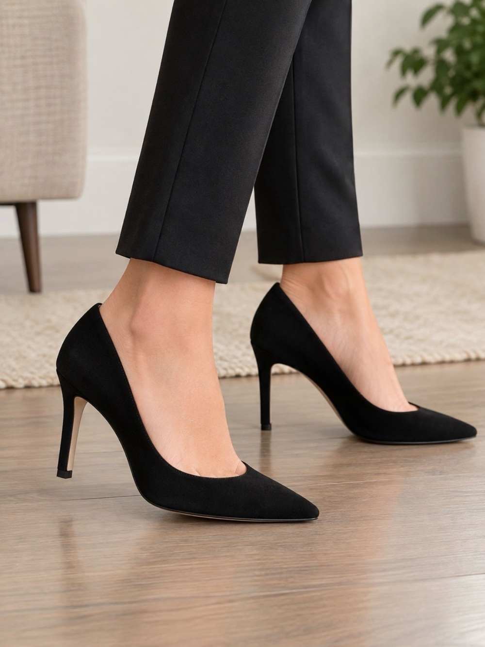 J.Crew Black Suede Pointed Toe Pumps Heels Size 6.5